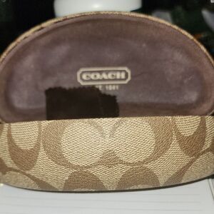 Coach Tan and Brown Monogram Pouch Eyeglass/Sunglasses Case Classic Style